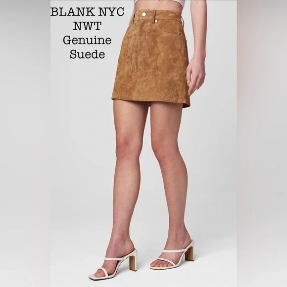 SALE! BLANKNYC 100% Leather Y2K Style Suede Mini Skirt in Pecan NWT - Picture 3 of 7